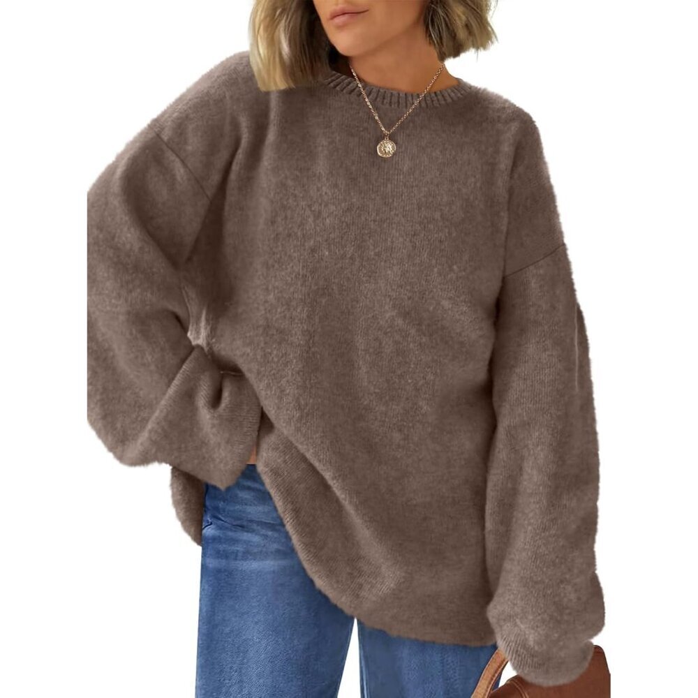 Womens Oversized Sweater Knit Plus Size Long Sleeve Cozy Casual Tops